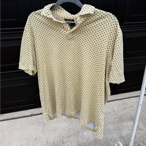 Cremieux Classics Supima Cotton Polo Shirt XL Yellow Paisley Print